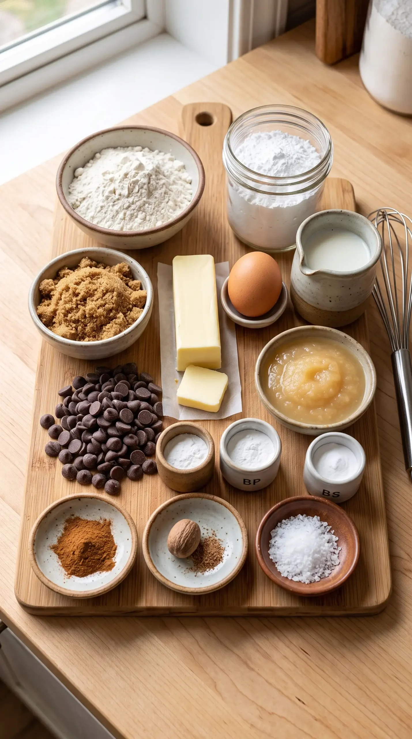 Ingredients arranged for making chocolate mini donuts with glaze