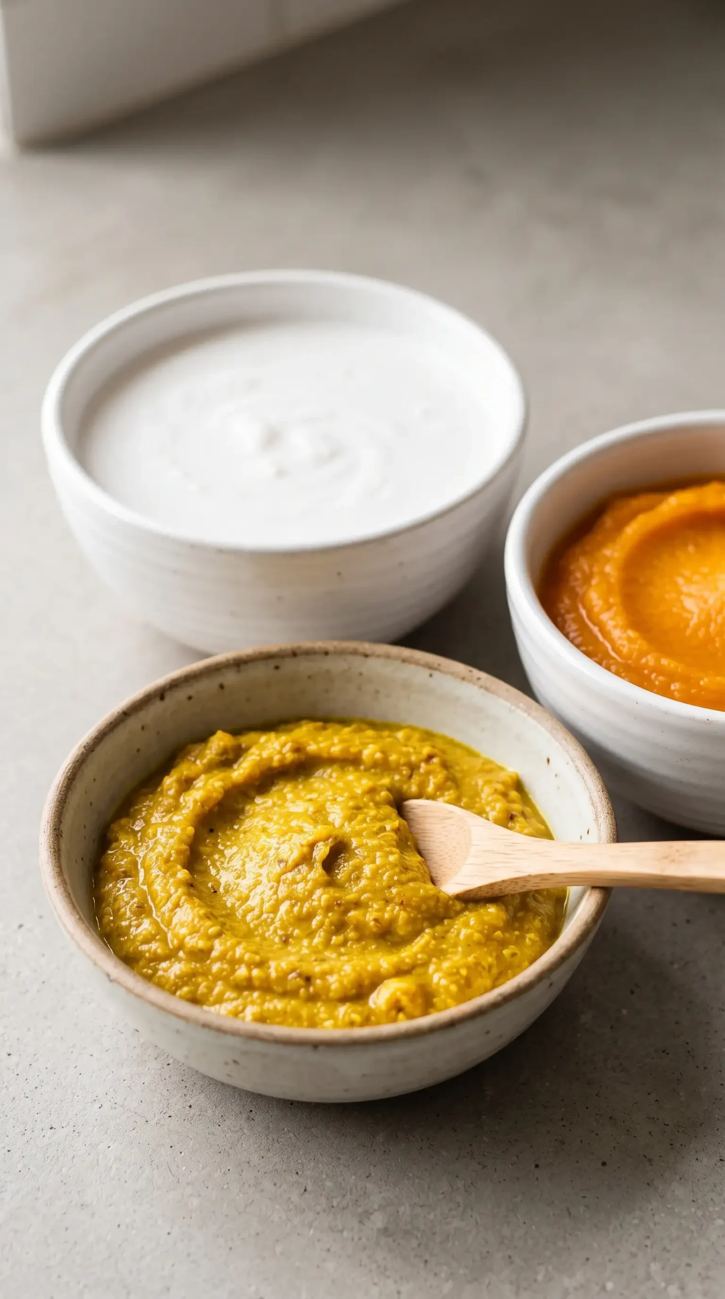 Curry paste, coconut milk, and squash puree prepared for quinoa sauce